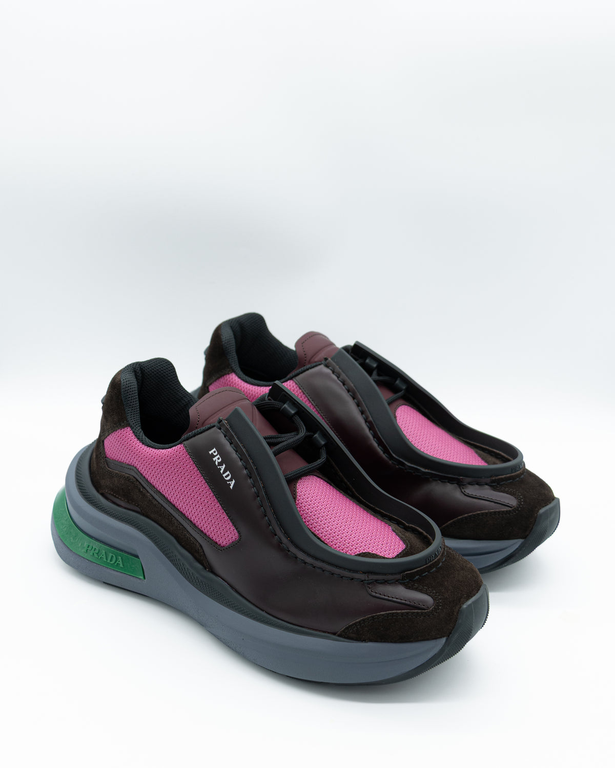 Prada - Systeme Brushed Leather Sneaker