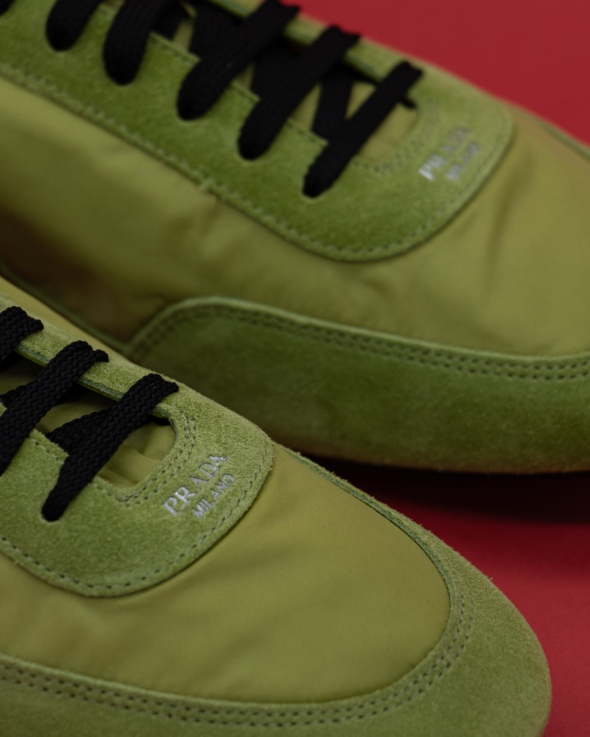 Prada - Collapse Re-Nylon and suede sneakers