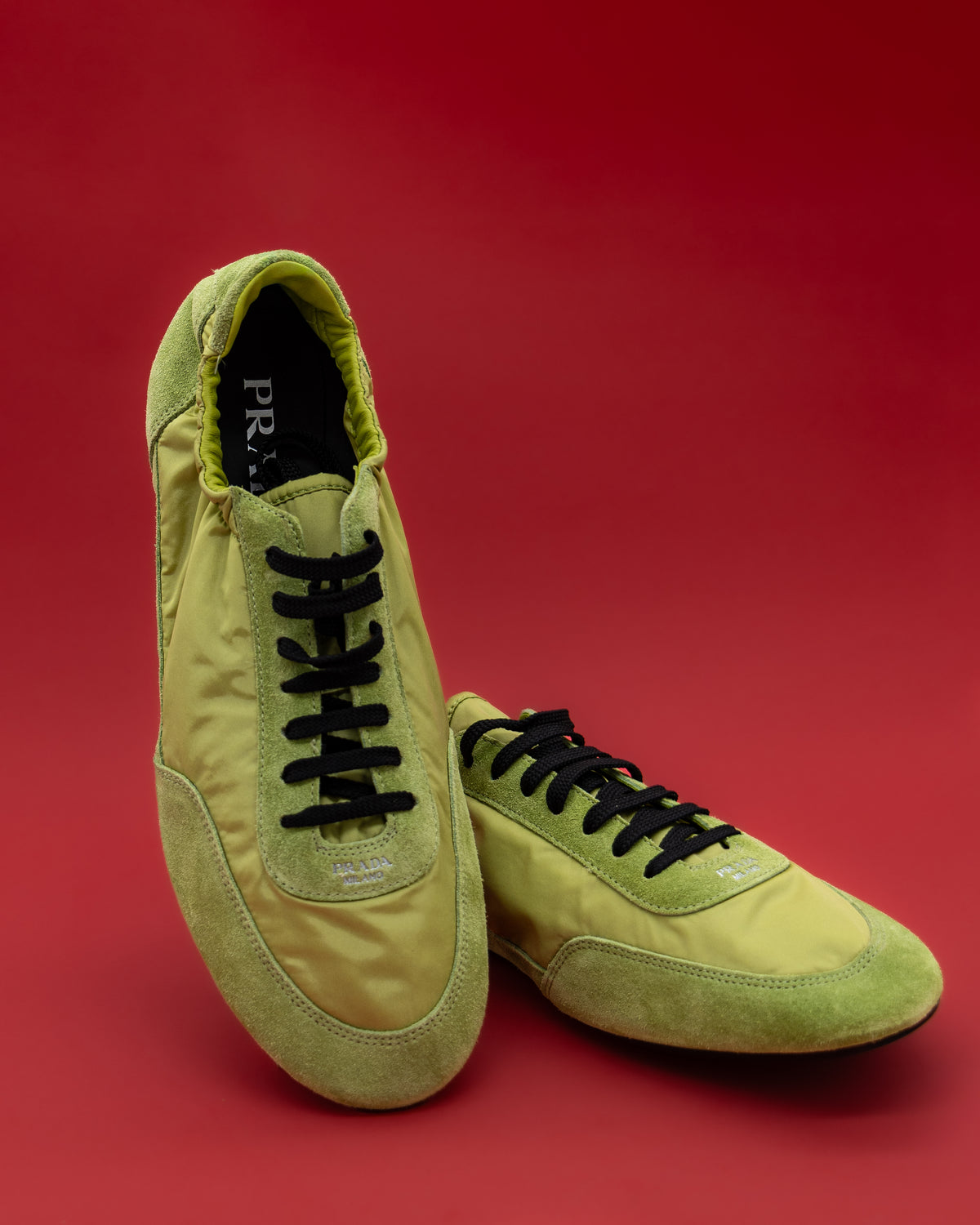 Prada - Collapse Re-Nylon and suede sneakers