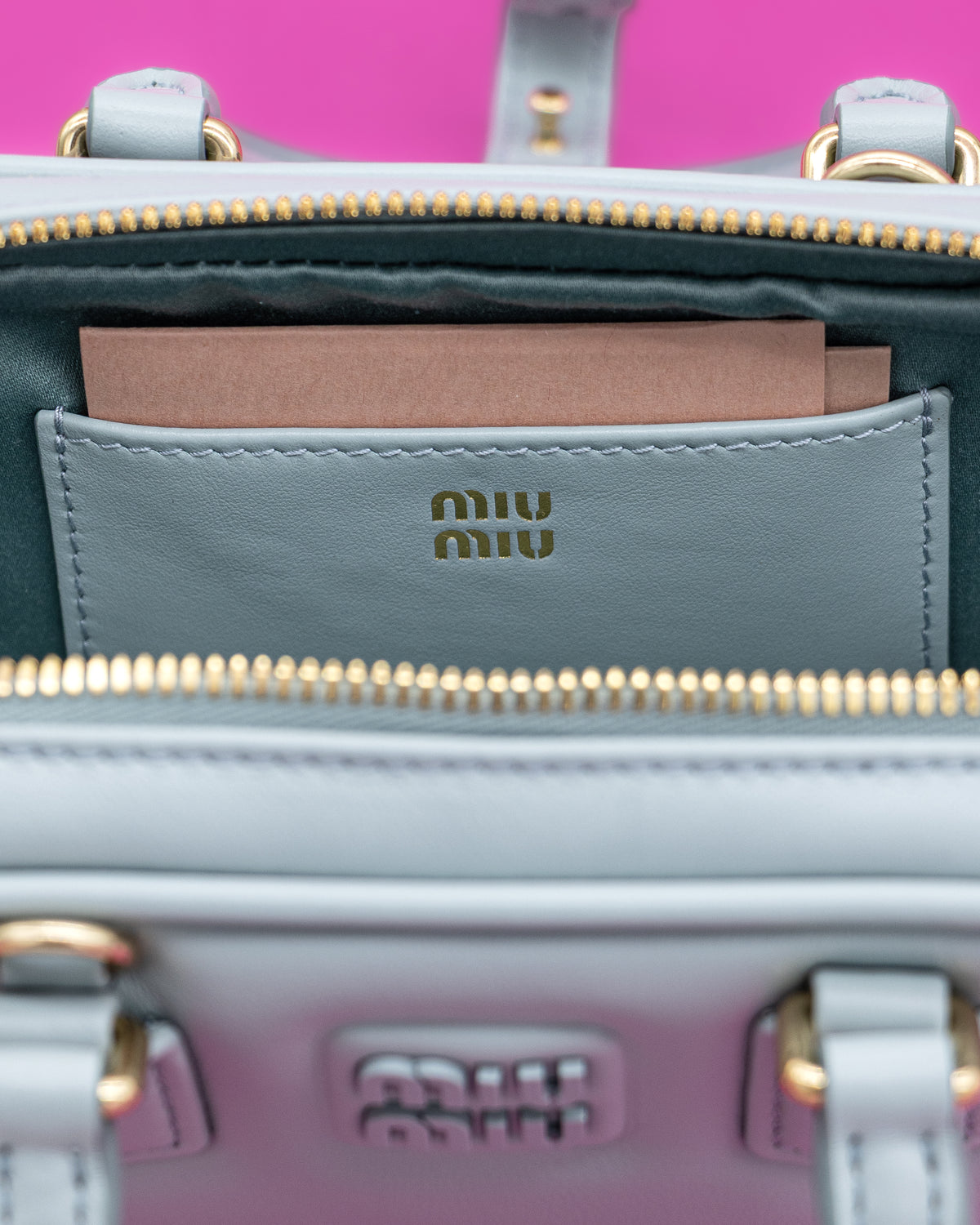 Miu Miu - Arcadie Leather Mini Bag with Lettering Logo
