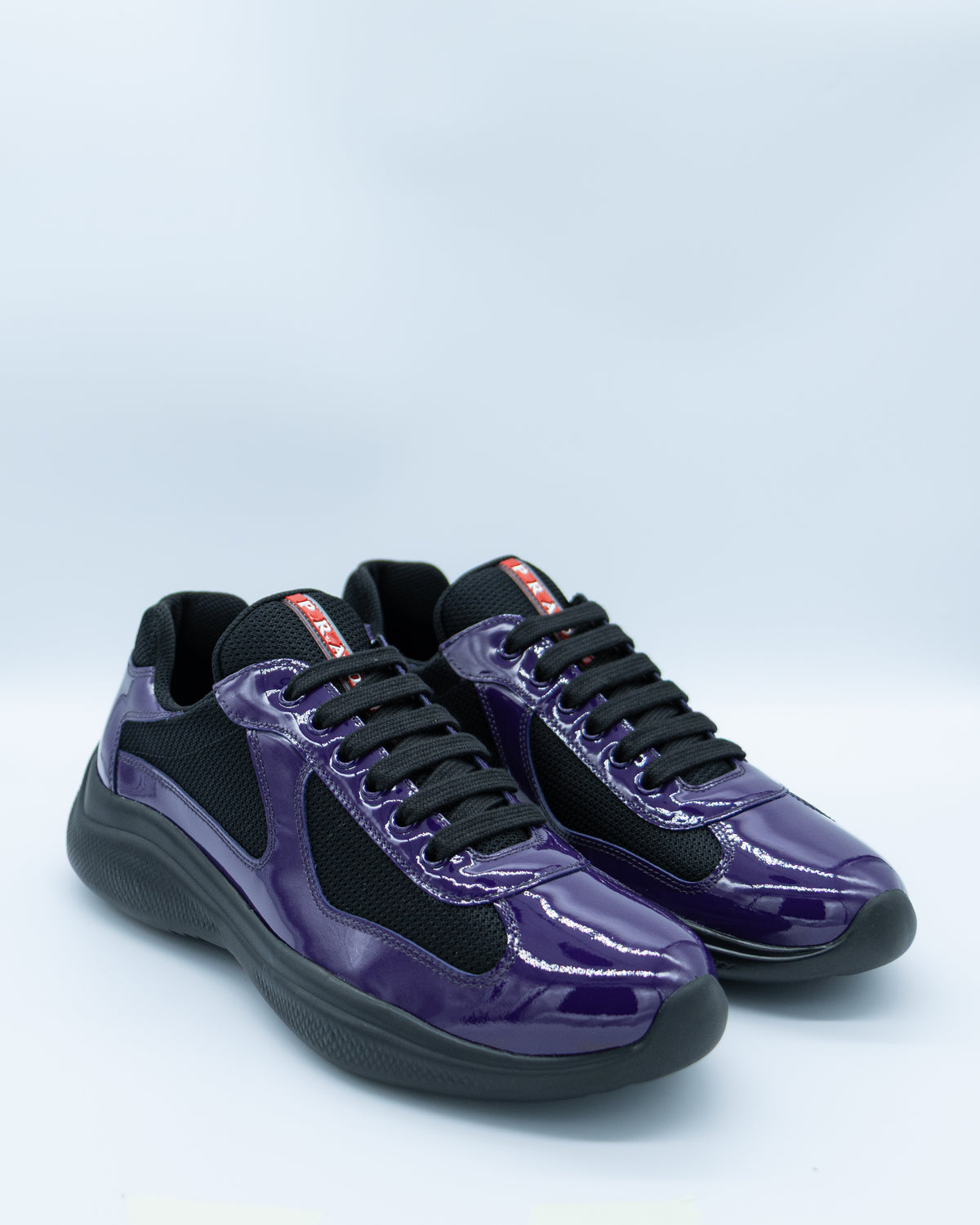 Prada - Americas Cup Sneakers in Patent leather & Technical Fabric - Viola / Nero