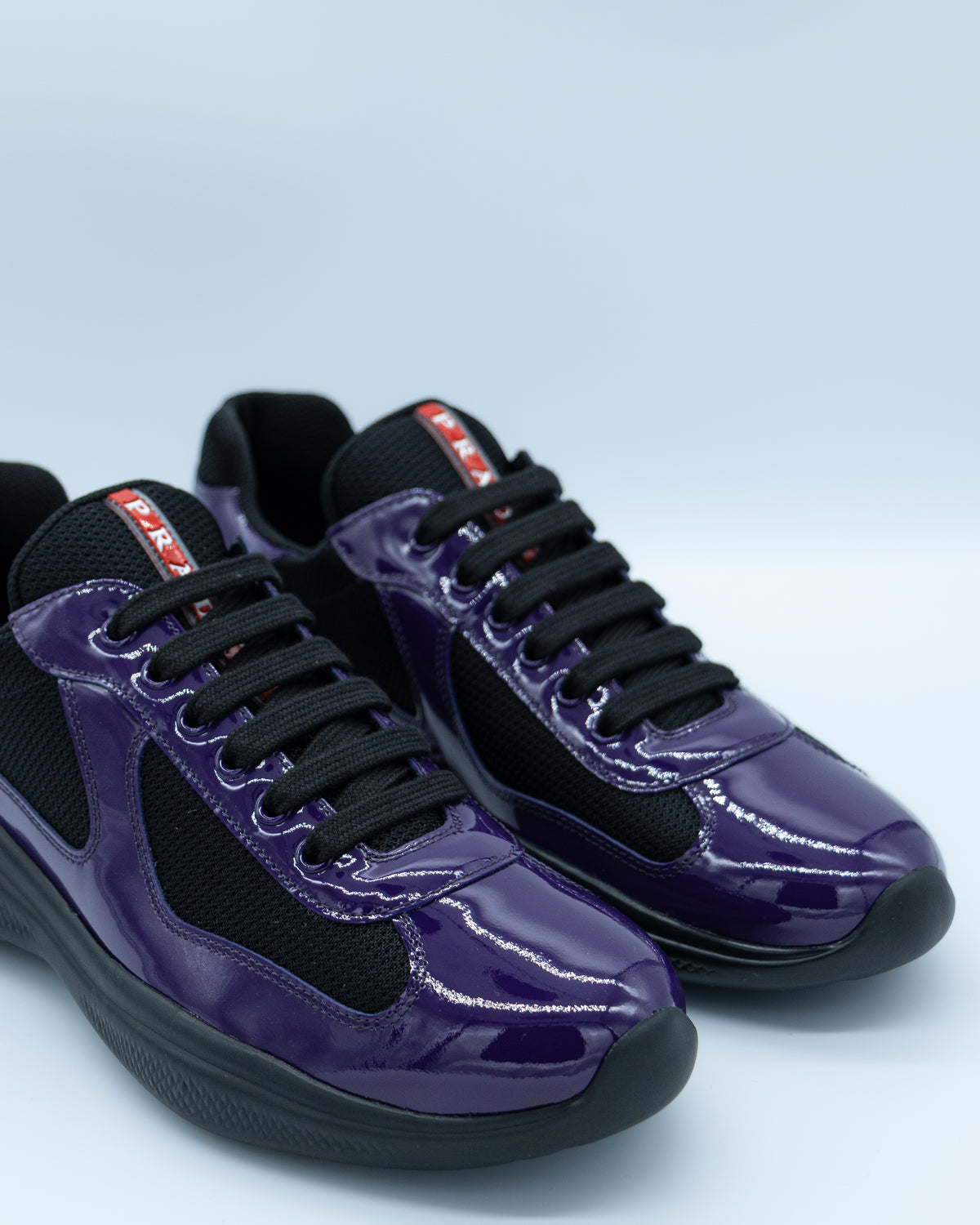 Prada - Americas Cup Sneakers in Patent leather & Technical Fabric - Viola / Nero