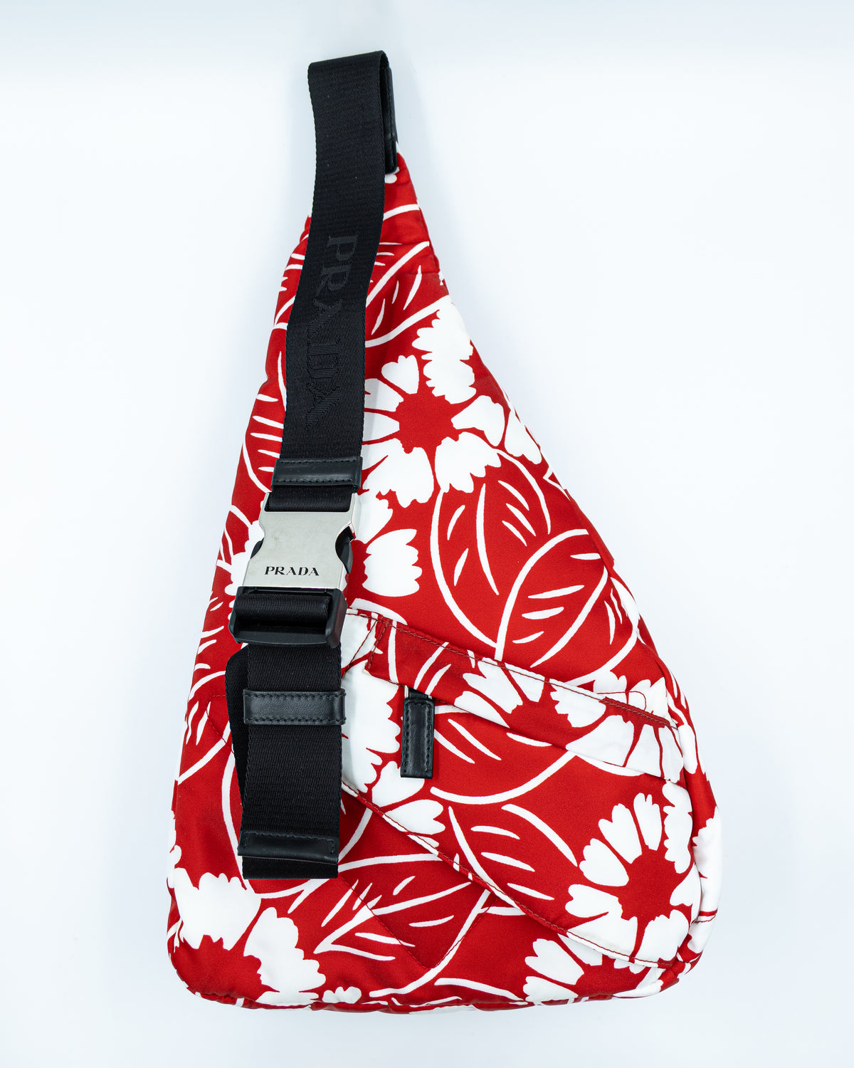 Prada -  Re-Nylon Crossbody Backpack - Red & White Floral Print (FW21)