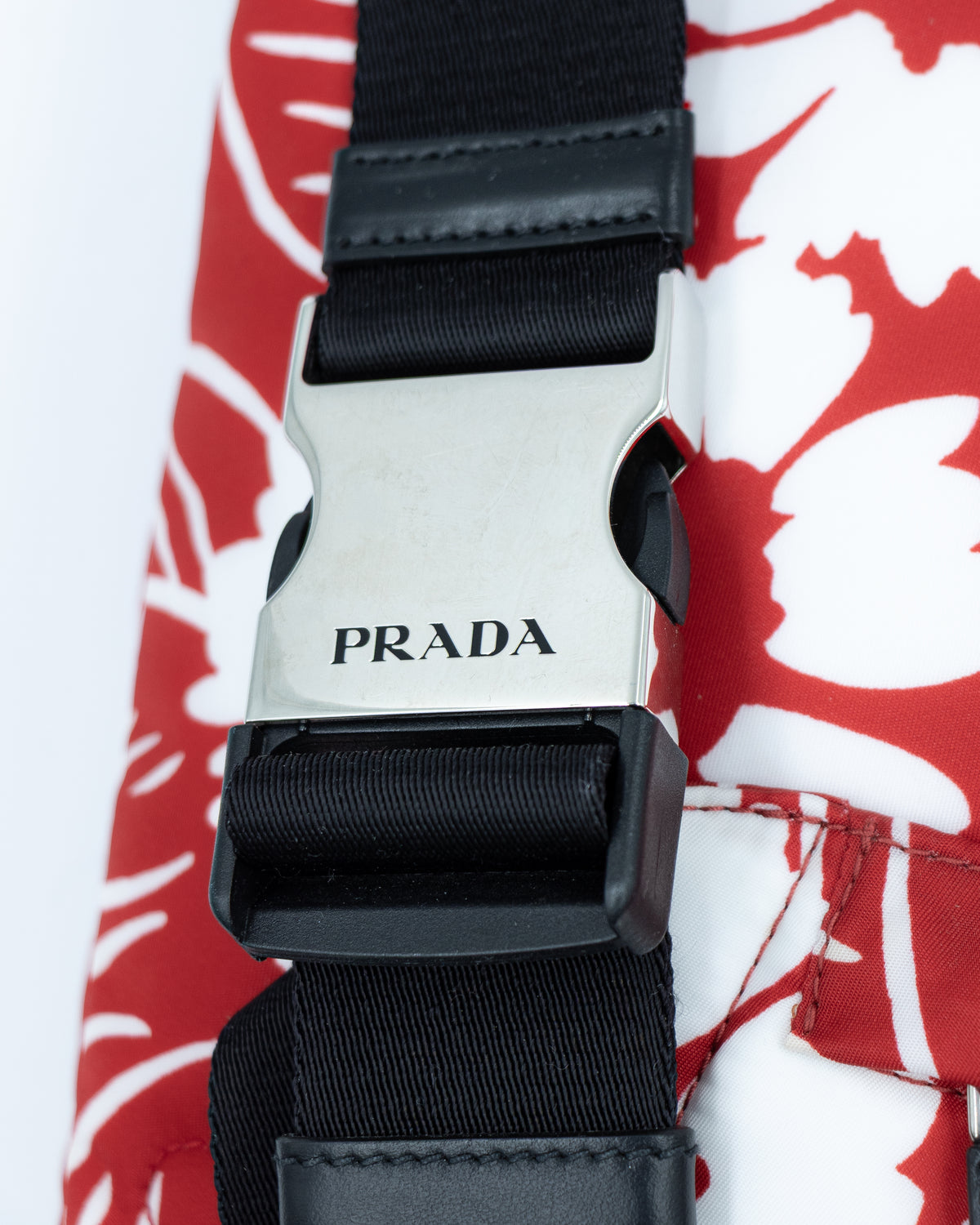 Prada -  Re-Nylon Crossbody Backpack - Red & White Floral Print (FW21)
