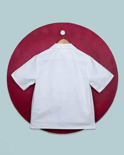 PRADA SS26 Runway Printed Cotton Bowling Shirt – “Cabin” Print.