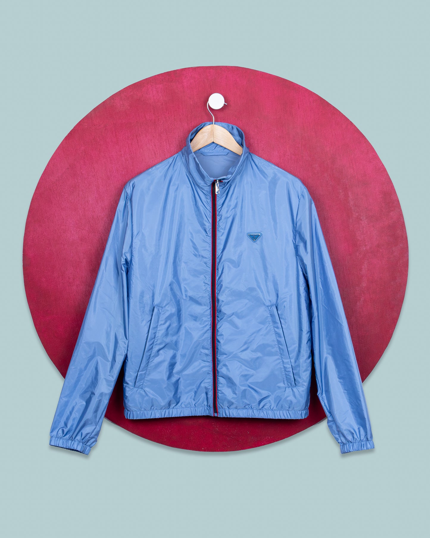 PRADA Re-Nylon Blouson Jacket – Baby Blue & Red (SS26)