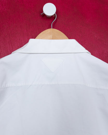 PRADA SS26 Runway Printed Cotton Bowling Shirt – “Cabin” Print.