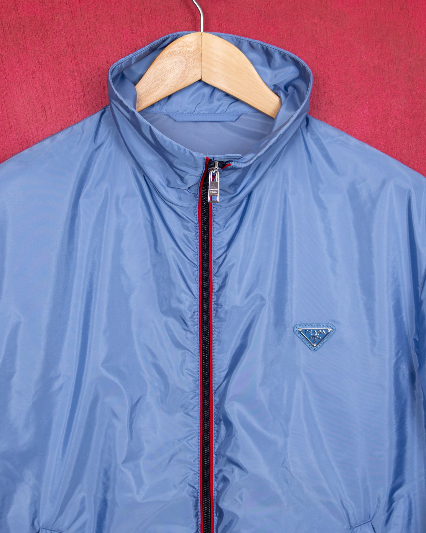 PRADA Re-Nylon Blouson Jacket – Baby Blue & Red (SS26)