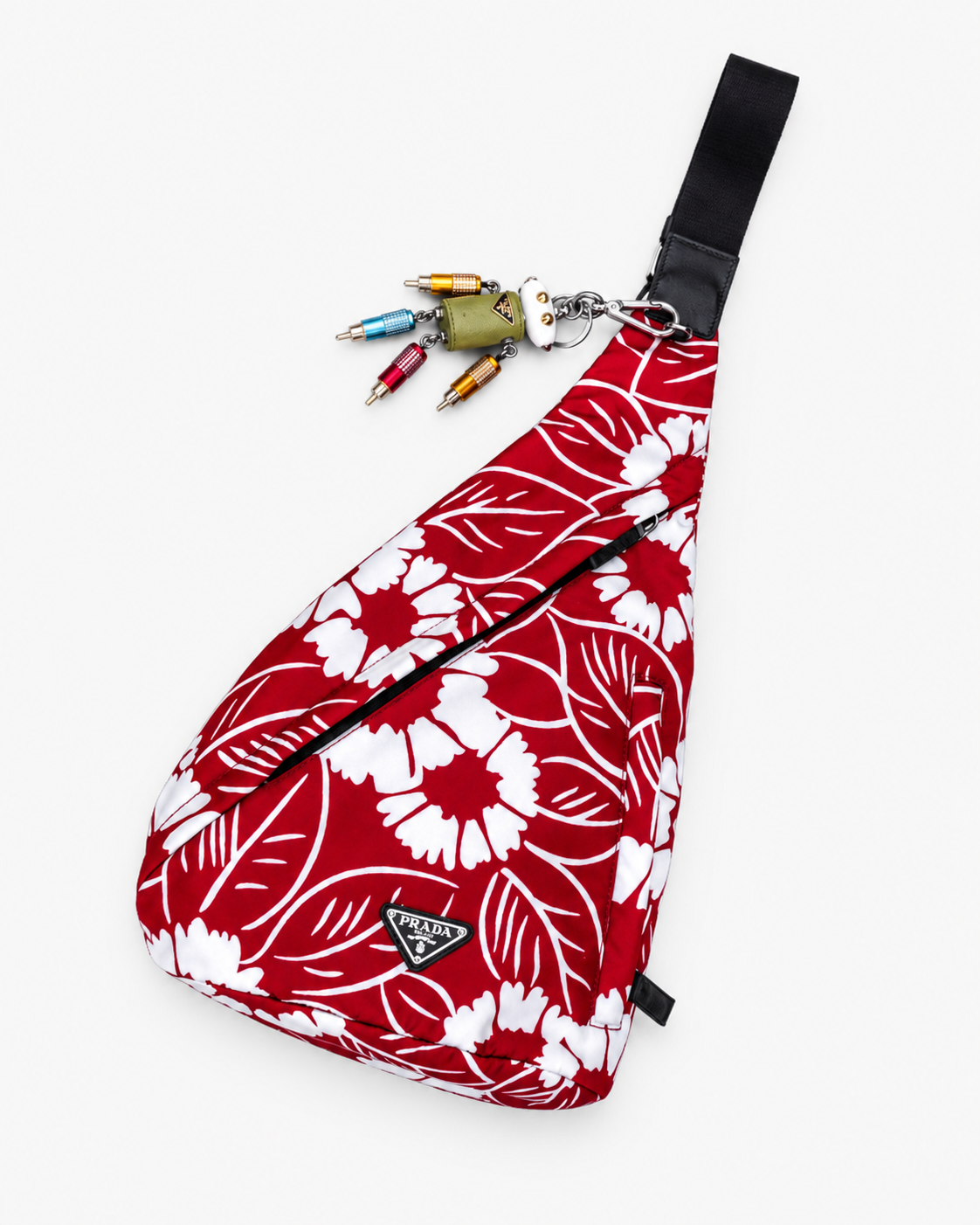 Prada -  Re-Nylon Crossbody Backpack - Red & White Floral Print (FW21)