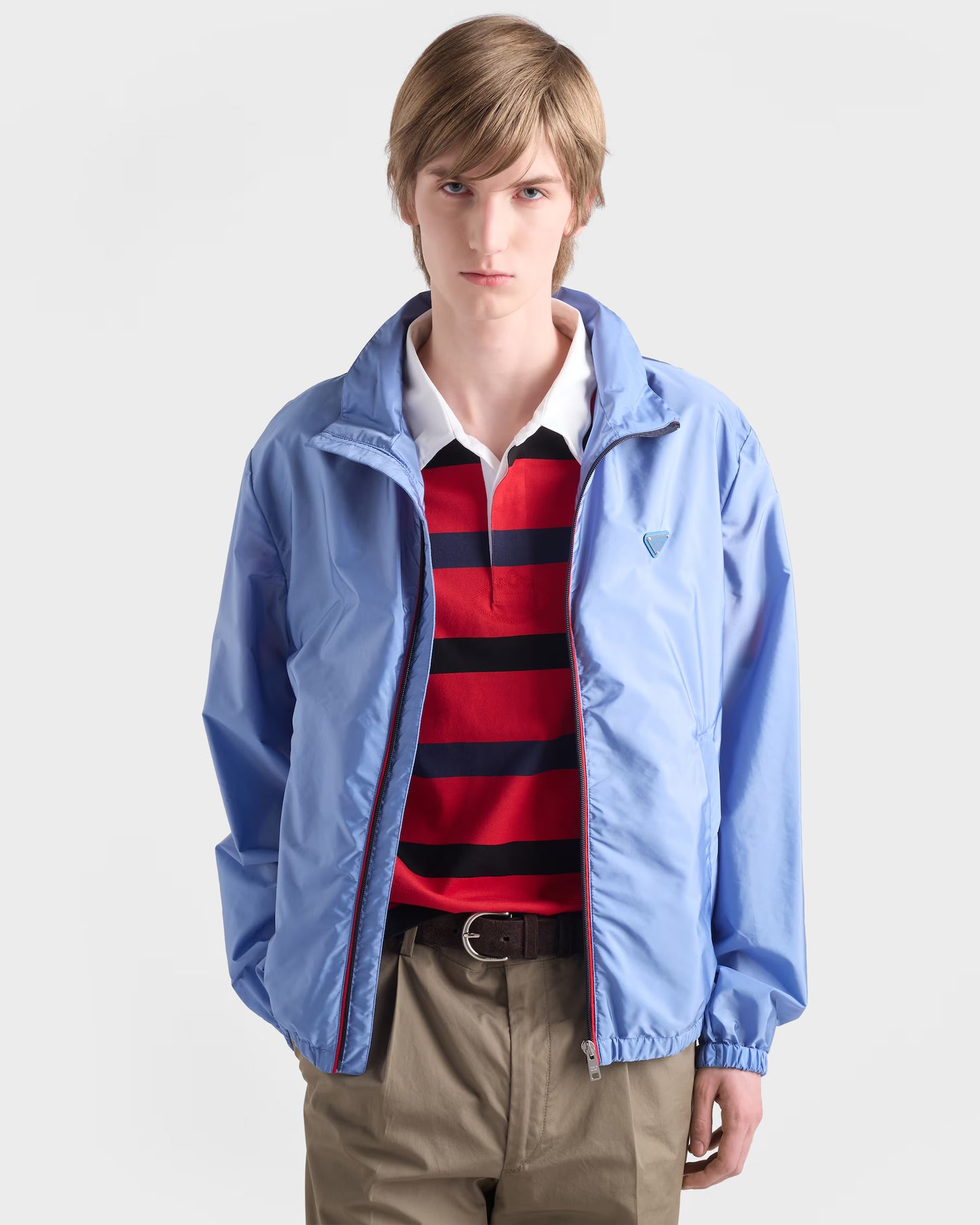 PRADA Re-Nylon Blouson Jacket – Baby Blue & Red (SS26)