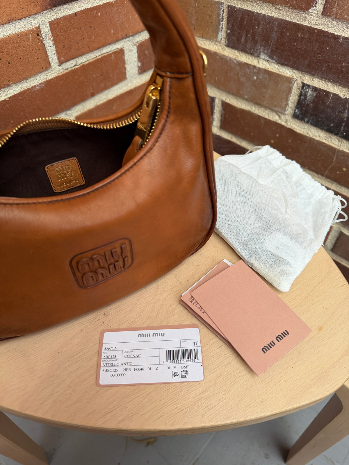 Miu Miu - Wander Aged Leather Bag – Cognac Brown (SS26)