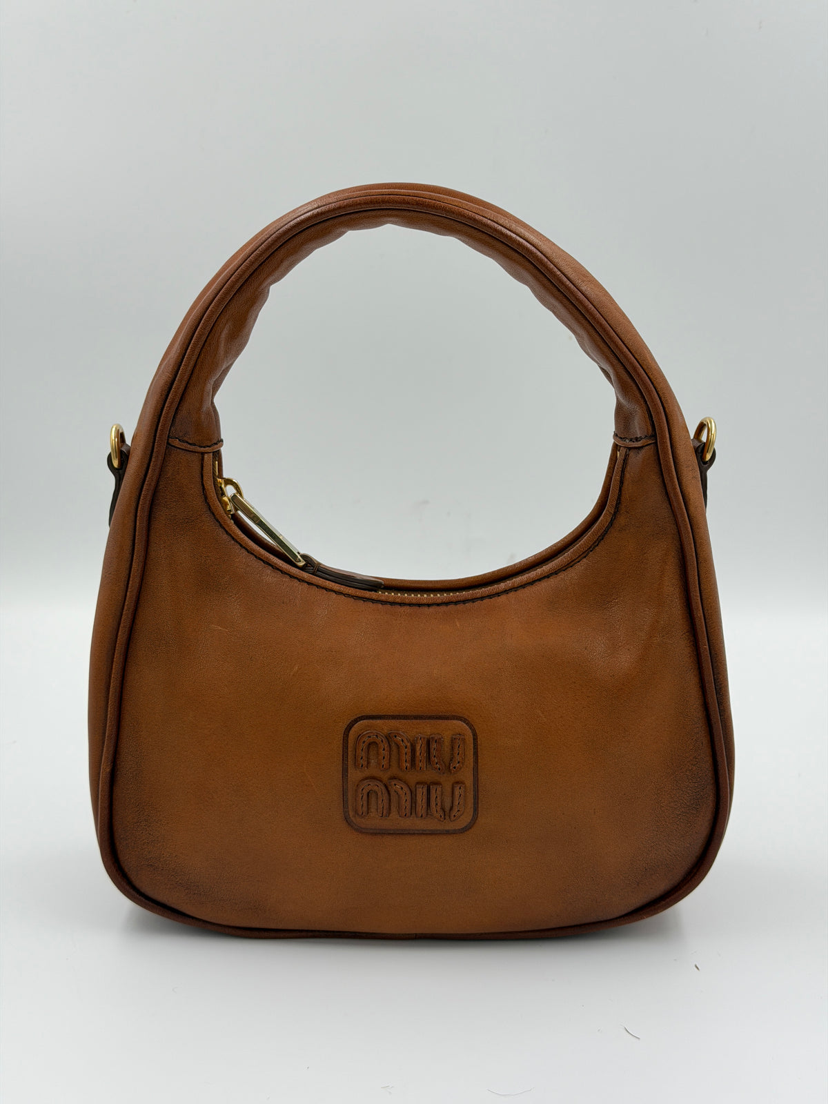 Miu Miu - Wander Aged Leather Bag – Cognac Brown (SS26)