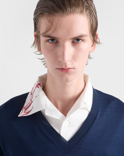 PRADA SS26 Runway Printed Cotton Bowling Shirt – “Cabin” Print.