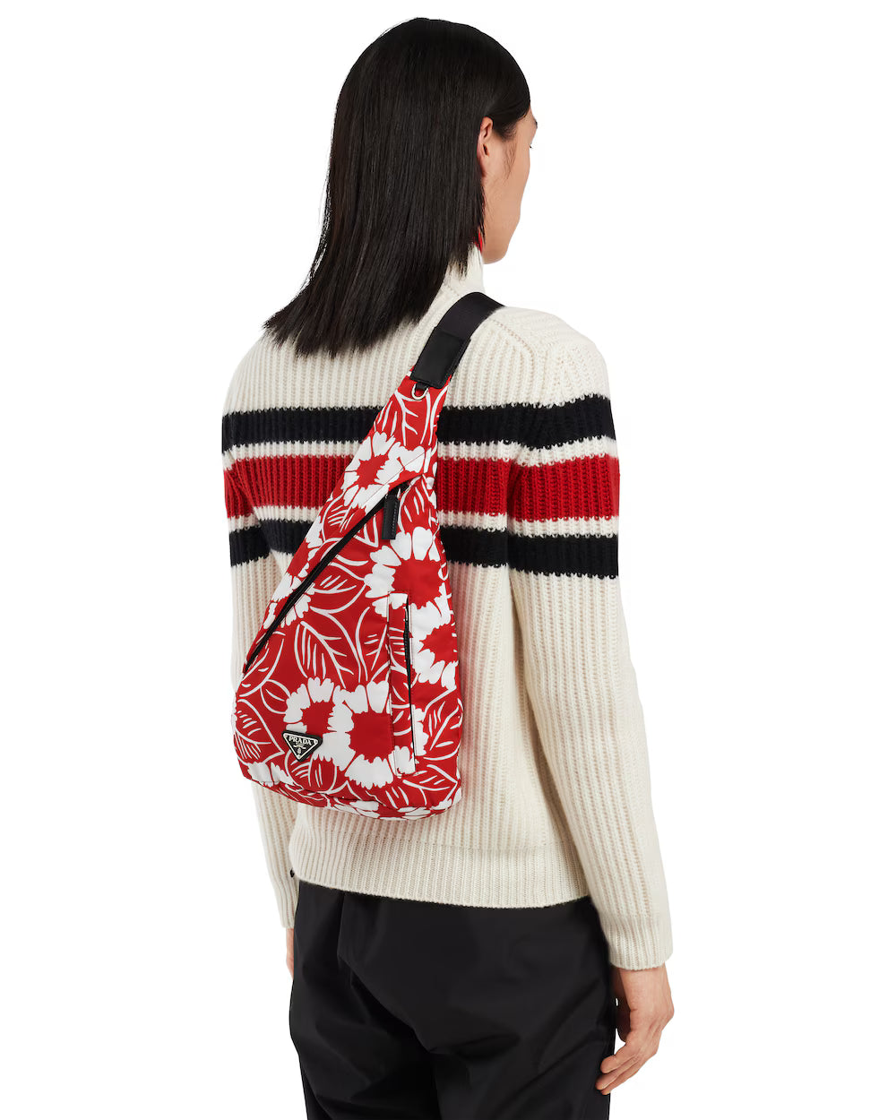 Prada -  Re-Nylon Crossbody Backpack - Red & White Floral Print (FW21)